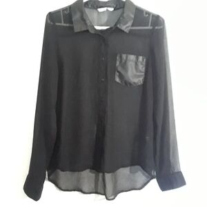 Bluenotes size large black sheer blouse